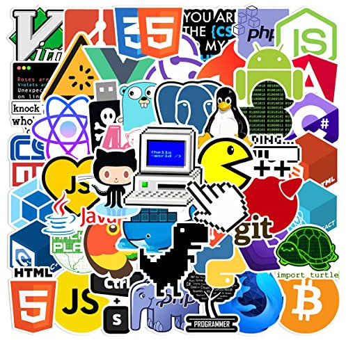 Ingenieure Hacker Geeks Aufkleber IT- Stickers 50 Stück Skateboard Graffiti Aufkleber Motorräder Fahrrad Snowboard Gepäck Laptop Auto Koffer für Kinder und Jugendliche Wasserdichte Vinyl Aufkleber