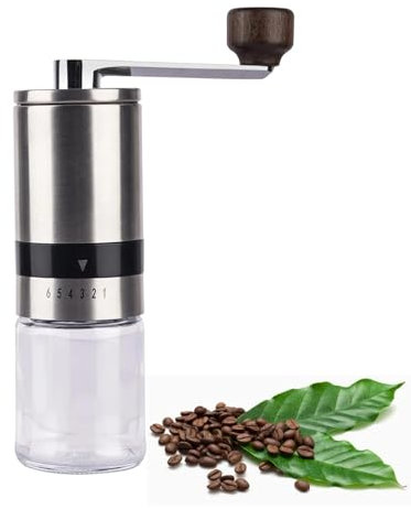Zjyufy Manual Coffee Grinder, Portable Coffee Grinder Manual with 6 Adjustable Coarseness, Grinder Manual for Aeropress Hand Pour French Press Espresso, Hand Coffee Grinder for Home Office Travelling