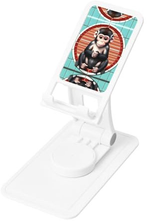 The Silent Monkey Handy-Ständer, 360° verstellbar, faltbar, Desktop-Handyhalterung, kompatibel mit den meisten Handys, Weiß