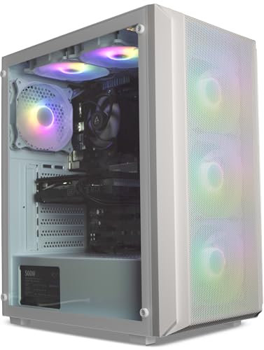 ionz Gaming PC - Desktop Computer, AMD Ryzen 5 5500 CPU, NVIDIA RTX 4060, 16GB RAM, 1TB NVMe SSD, Air Cooler, Windows 11, WiFi | (KZ 10 V2, White)