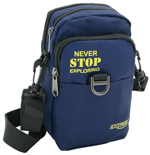 BAG STREET - Kleine Herren Umhängetasche - Messenger Bag - Crossover Bag auch als Gürteltasche tragbar (Navy)