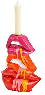 Generisch Kerzenhalter Lippen Kerzenständer 20 cm hoch, modern rot-pink, Stil: Pop Art, für Stabkerzen (Nicht enthalten)