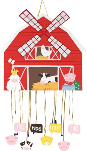 OH YEAH Große Geburtstags-Piñata auf Bauernhof, 42 x 39,5 cm, Dekoration für Kinderpartys, Jungen und Mädchen, große Pinata zum Befüllen mit Spielzeug und Süßigkeiten.
