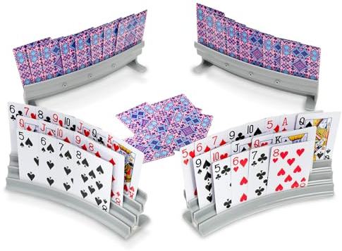 Fanwer 4 Stück Neues Upgrade Spielkartenständer Kartenhalter, Magnetabsaugung, Mit Tischständer, für Karten Spielen ohne Hände, Senioren