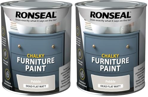 Ronseal RSLCFPP750 750 ml Chalky Furniture Paint - Pebble (Pack of 2)