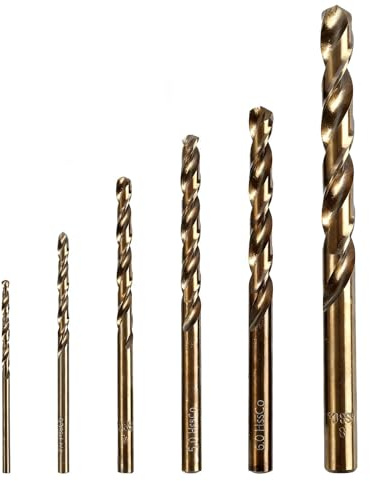 6 PCS Cobalt Drill Bit Set, M35 Cobalt Drill Bits, HSS Metal Bits for Hardened Steel Stainless Steel Cast Iron Wood Plastic Indexed Storage Box 135° Twist for Professional Drilling Ø2/3/4/5/6/8 mm