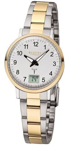 Regent Damen Analog-Digital Quarz Uhr mit Edelstahl Armband 12030086