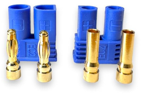 ulex 4 Paar (8 Stück) Original EC2 2Pin Premium Stecker Buchse Male Female Goldstecker Goldkontaktstecker 30A Dauerstrom für ESC Lipo Akkus Modellbau Blau
