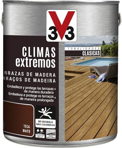 V33 Protector Terrazas De Madera Climas Extremos Mate Teca 2,5L