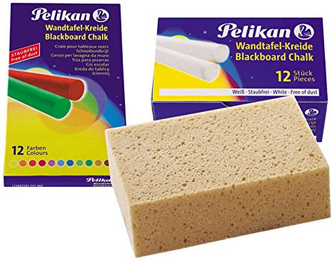 Pelikan Tafelkreide (2x 12er mit Schwamm, Weiß + Farbig)