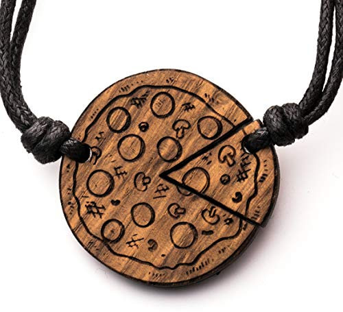 treeforce Pizza Pärchen Halskette, Schlüsselanhänger oder Auto- Anhänger 3in1 DIY Schmuck aus Kupfereiche