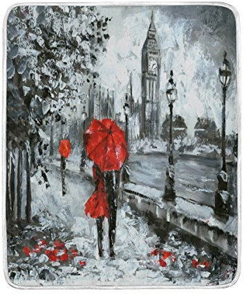 Use7 Home Decor Oil Paintig London Big Ben Valentinstags-Decke, weich, warm, für Bett, Couch Sofa, leicht, für Reisen, Camping, 127 cm x 152,4 cm, Überwurfgröße für Kinder, Jungen und Frauen
