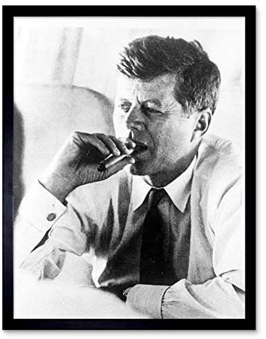 Wee Blue Coo Vintage Photography Portrait President John Kennedy Smoke Cigar Jfk USA Art Print Framed Poster Wall Decor Kunstdruck Poster Wand-Dekor-12X16 Zoll