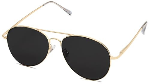 SOJOS Mode Metallrahmen Verspiegelt Linse Herren Damen Sonnenbrille mit Frühlings Scharnieren SJ1030 (C13 Gold Rahmen/Graue Linse)
