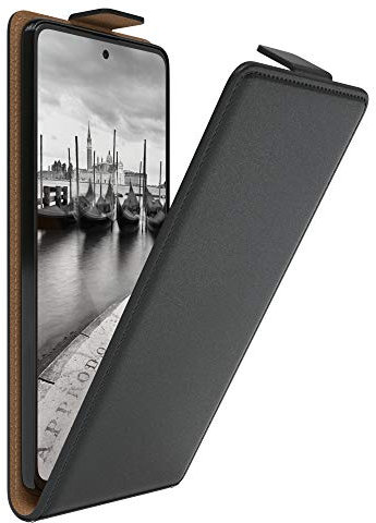 EAZY CASE Hülle kompatibel mit Samsung Galaxy A51 Flip Cover zum Aufklappen, Handyhülle aufklappbar, Schutzhülle, Flipcover, Flipcase, Flipstyle Case vertikal klappbar, aus Kunstleder, Schwarz