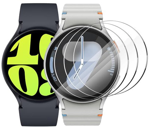 CAVN Glas Kompatibel mit Samsung Galaxy Watch 7/6/5/4 44mm Schutzfolie [4-Stück], Wasserdichtes Glas Schutz Displayschutzfolie Anti-Kratzen Displayschutz für Galaxy Watch 4/5 /6/7