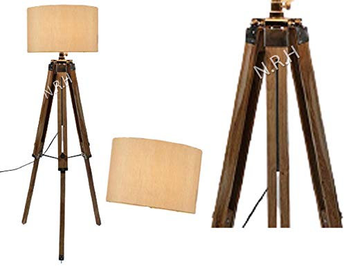 Lampadaire marin en bois avec trépied pour décoration d'intérieur (sans abat-jour)