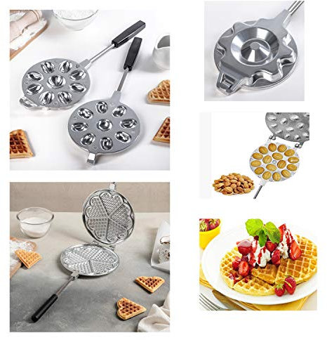 Waffeleisen zum Selbermachen, Campingzubehör, Outdoor Kochen, Waffel Herzwaffeln Backform Aluguss (Waffeleisen)