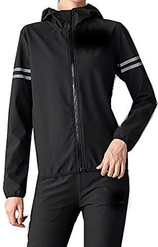 Sauna Maglia Donna Top Sauna Suit Tute Dimagranti Tuta da Sauna Donna Allenamento per Esercizi Giubbotto Snellente Sport Fitness,Nero,M