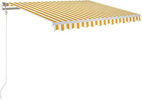 vidaXL Gelenkarmmarkise Automatisch Markise Sonnenmarkise Balkonmarkise Sonnenschutz Sichtschutz Terrasse Garten Balkon 350x250cm Gelb Weiß