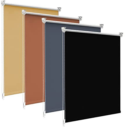 bobodeco Verdunklungsrollo ohne Bohren & mit Bohren, Verdunkelungsrollo Klemmfix, Schwarz B85x H170cm (Stoffbreite 85cm), Thermorollo Sichtschutz und Sonnenchutz, Rollos für Fenster & Tür