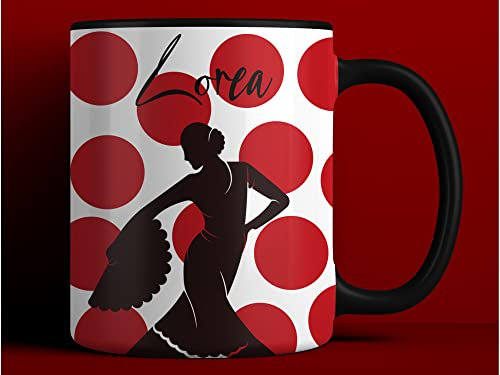 Taza flamenca personalizada, taza bailarina, taza bailaora, taza flamenco personalizada con nombre