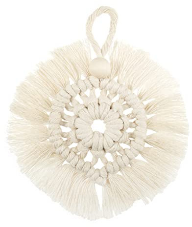 Trimits Make Your Own Macramé Kit, Festive Cream Wreath,10 x 10cm