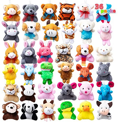 JOYIN 36 Stück Mini Plüschtiere Set für Kinder (7.62cm Jede), Mini Plüschtier Kleine Plüsch Tiere für Party Mitgebsel Kindergeburtstag, Kleine Geschenke für Kinder, Mini Kuscheltier Jungen Mädchen