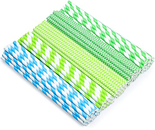 DK177 200 Stück Str, Trinkhalme Papier Biologisch Abbaubare, Bunte Cocktail Strohhalme Trinkhalme, Umweltfreundlich Papierstrohhalme für Gezeiten und Party, 5 Farben