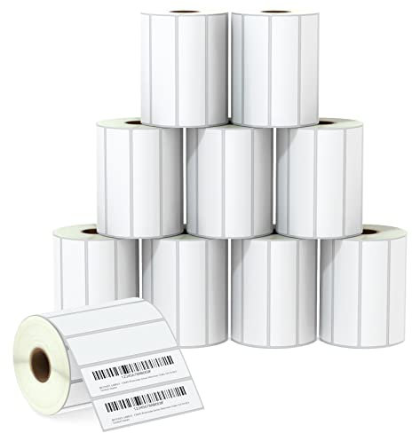 BETCKEY - 102mm x 25mm(4 in x 1 in) Perforierte Mehrzweck Thermoetiketten Kompatibel mit Zebra und weiteren Druckern [10 Rollen/13750 Etiketten]
