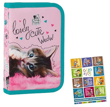 Goldkids Federmappe Federmäppchen Federtasche mit Inhalt Cleo & Frank 35 Katze Motiv Lizenz Artikel inkl Hausaufgabenheft