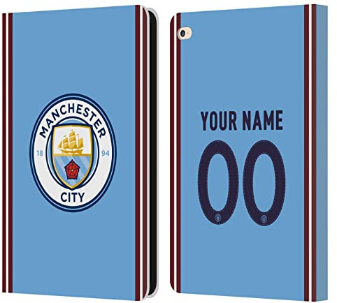 Head Case Designs Licenciado Oficialmente Personalizada Individualizada Manchester City Man City FC Casa Kit Insignia 2022/23 Carcasa de Cuero Tipo Libro Compatible con Apple iPad Air 2 (2014)