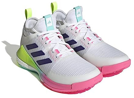 adidas Damen Crazyflight Mid Sneaker, White Team Collegiate Purple Flash Aqua, 45 1/3 EU