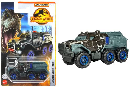 Matchbox Jurassic World Dominion FMW90 - Veicoli in scala 1:64 in pressofusione, camion blindato HBH06