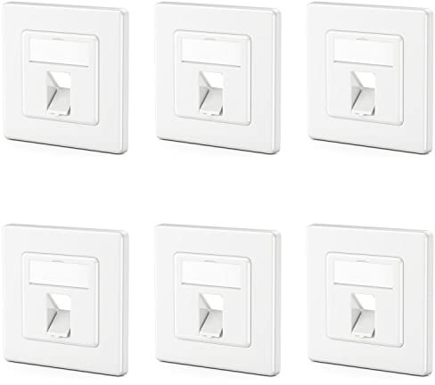 deleyCON 6x 1 Port LAN Anschlussdose Datendose Unterputzdose für Keystone Module 45° Gewinkelter Auslass für Keystone Module mit z.B. RJ45 Koaxial F-Stecker RJ-11 Cinch Klinke Toslink PS2