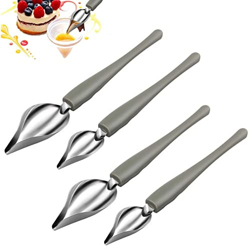 4 Pcs Drawing Decorating Spoon Plated Decorating Pencil Spoon Dessert Serving Decorating Spoon for Decorating Plates Cake and Dessert
