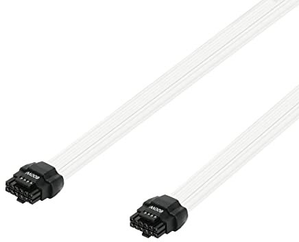 PCIe 5.0 Cable, 16AWG ATX 3.0 12VHPWR PCIE Cable, 600W Male to Male 16 (12+4) Pin PCIE5 Power Cable for RTX 4090TI, 4080TI, 3090TI, Compatible for MSI, Gigabyte, GameMax, Thermaltake (White Pro)