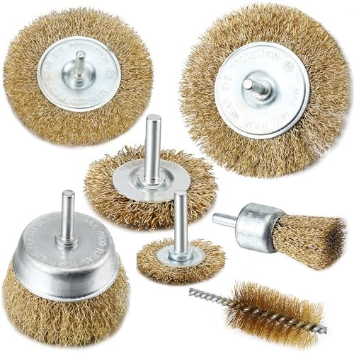 7Pcs Brosses Métalliques, Brosse Metallique pour Perceuse Queue de 6 mm Brosse Visseuse Meuleuse Circulaire Meuleuse pour Visseuse Perceuse à Nettoyer Bois en Métal