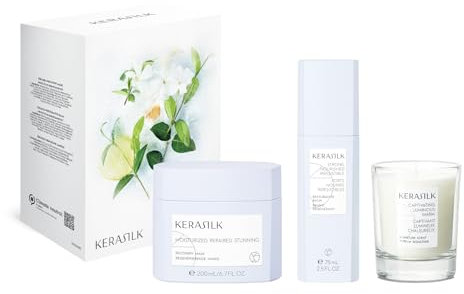 Kerasilk Kit für die Reparatur und Haarpflege enthält regenerierende Maske 200 ml Regenerierender Balsam 75 ml Duftkerze 75 g