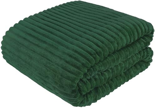 Cottonmarket Decken 170x210 cm - Zweiseitig Tagesdecke - Kuscheldecke Flauschig für Wintergarten und Balkon - Blanket für Terrasse - Gartenmöbel Überwurfdecke - Felldecke Butalgrün