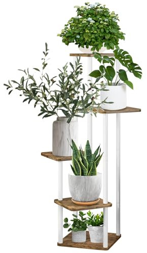 MUAEEOK Plant Stand 5 Tier 106 cm/41.8 Inch Plant Stands Indoor Metal Flower Shelf for Multiple Plants Corner Tall Flower Holders for Patio Garden Living Room Balcony Bedroom (5 Tier-White)