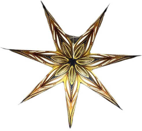 YEPSIO Papierstern Laterne Lampenschirm – Großer 60 cm Stern hängende Dekorationen für Weihnachten, Hochzeit, Heimdekoration, Geburtstagsfeier (Glitzer Golden)