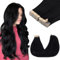 GOO GOO Tape in Extensions Echthaar, Tape Extensions Echthaar, 60cm 100g 40pcs, Extensions Echthaar, Haarverlängerung Echthaar, 1 Tief Schwarz