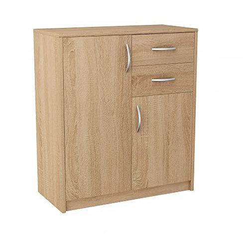 Meblando allzweckschrank 74 x 35 x 85 cm, kommode Eiche, mehrzweckschrank- aktenschrank oder Flur möbel, kommode mit schubladen 74 cm breit, komodenschrank