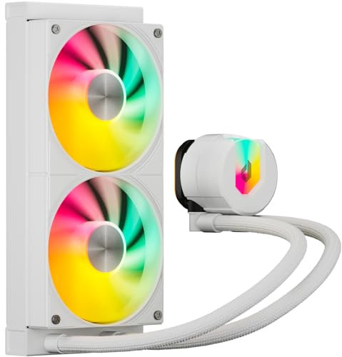 upHere gaming U240TC AIO Cooler ARGB, 240mm Water Cooler CPU, All-in-One Liquid CPU Cooler with U3 Series ARGB 120mm PWM Fans, Intel LGA: 2011/2066(X79/X99 Motherboard)&AMD: AM5/AM4 Compatible - White