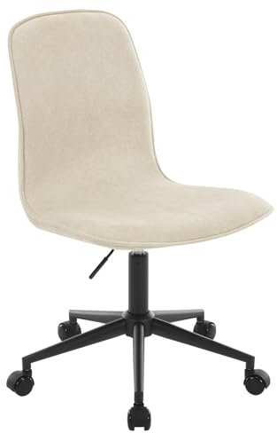 WOLTU Bürostuhl, Schreibtischstuhl ergonomisch, Drehstuhl ohne Armlehnen, Home Office Stuhl mit breiter Sitzfläche, gepolsterter Stuhl mit Stoffbezug, Creme, BS154cm