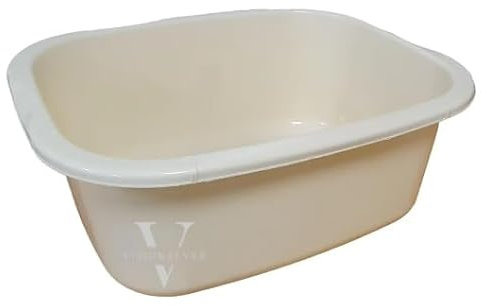 Vision4ever 1x Cream 11 litres Washing Up Bowl Rectangular Plastic Multi-Purpose Basin Mixing Sink Portable Wash Basin