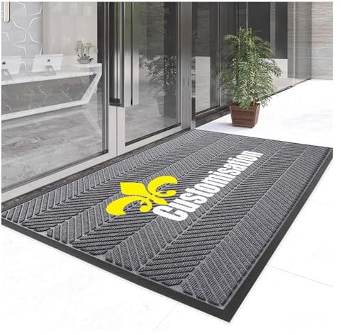 Zerbino Personalizzabile con Il Vostro Testo,Zerbini Commerciali Personalizzato Interni ed Esterno Tappetino Ingresso Personalizzati per Garage Giardino Casa (90×60cm)
