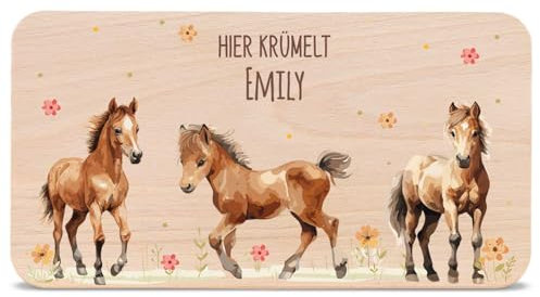 GRAVURZEILE - Bedrucktes Frühstücksbrettchen aus Holz - Pferd - Personalisiert mit Namen - Lebensmittelechter umweltfreundlich zertifizierter Druck (GreenGuard Gold) - Farbe: Pferd