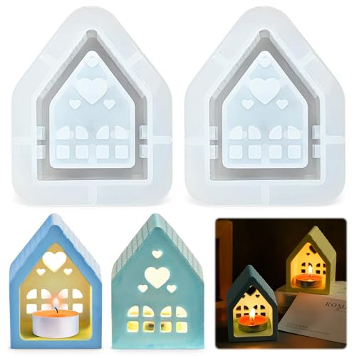 Silikonformen Gießformen Häuser, 2 Stück 3D Silikonform Haus, Silikonform Weihnachten, silikonformen gießformen weihnachten, für Kerzenherstellung, Handgefertigte Seife, DIY Handwerk